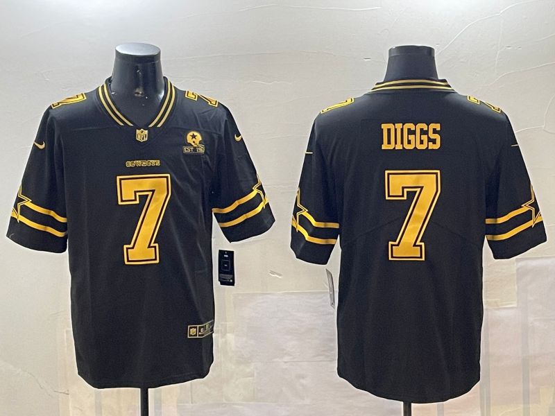 Men Dallas Cowboys #7 Diggs Black Gold 2024 Nike Limited NFL Jersey style 0108